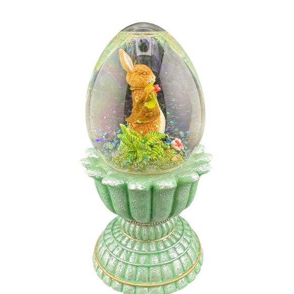 Beatrix Potter Benjamin Bunny Egg Music Box Water Globe Für Elise Original Box - Picture 3 of 6